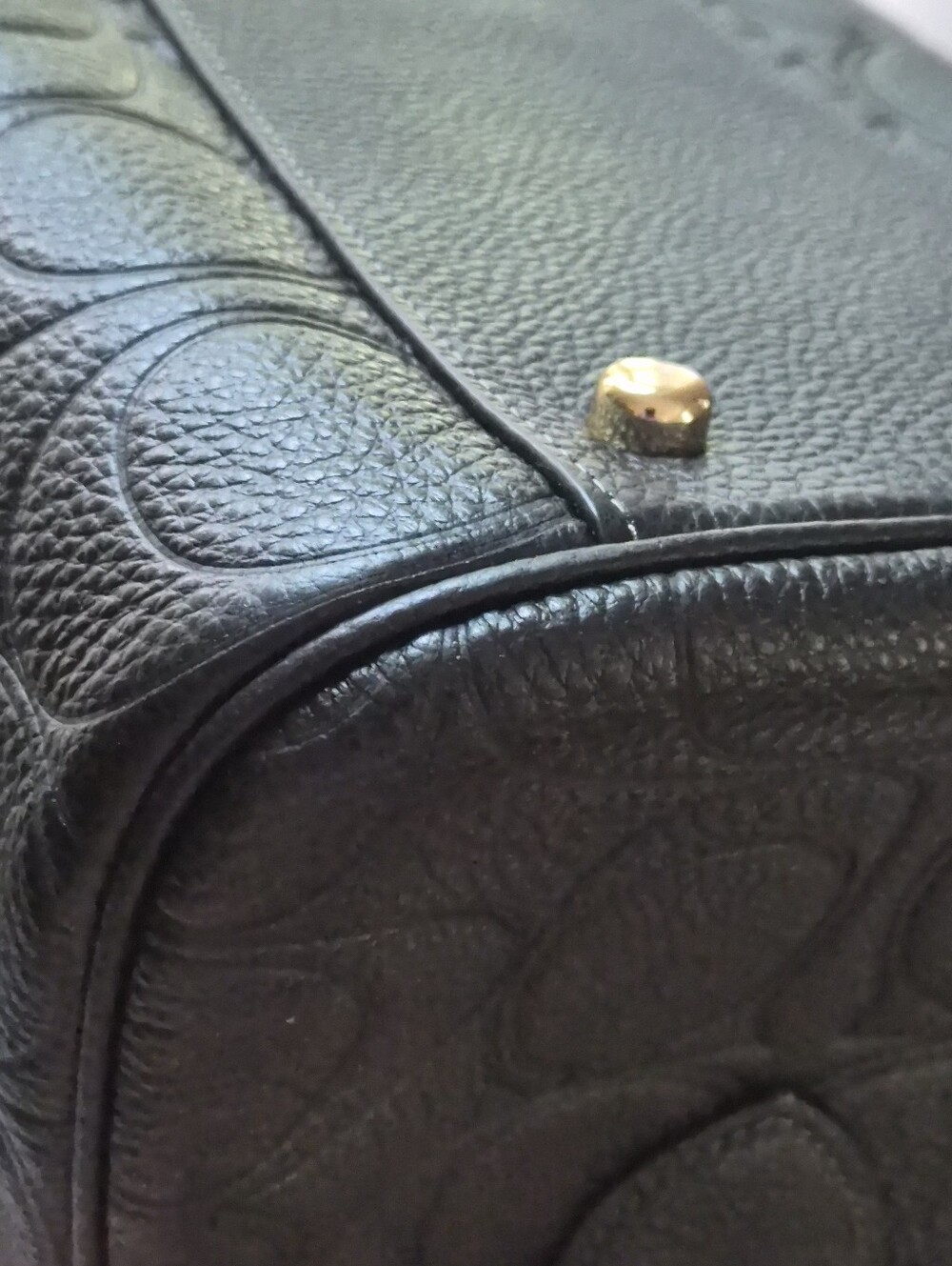 Coach CEW02 Rowan Large Satchel Black Signature Leather, Gold Hardware - Picture 9 of 9